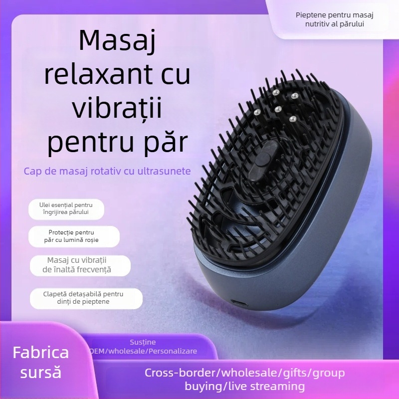 Pieptene pentru masaj al scalpului cu ulei esențial – îngrijire păr, calmare scalp, hrănire, multifuncțional, 300 g