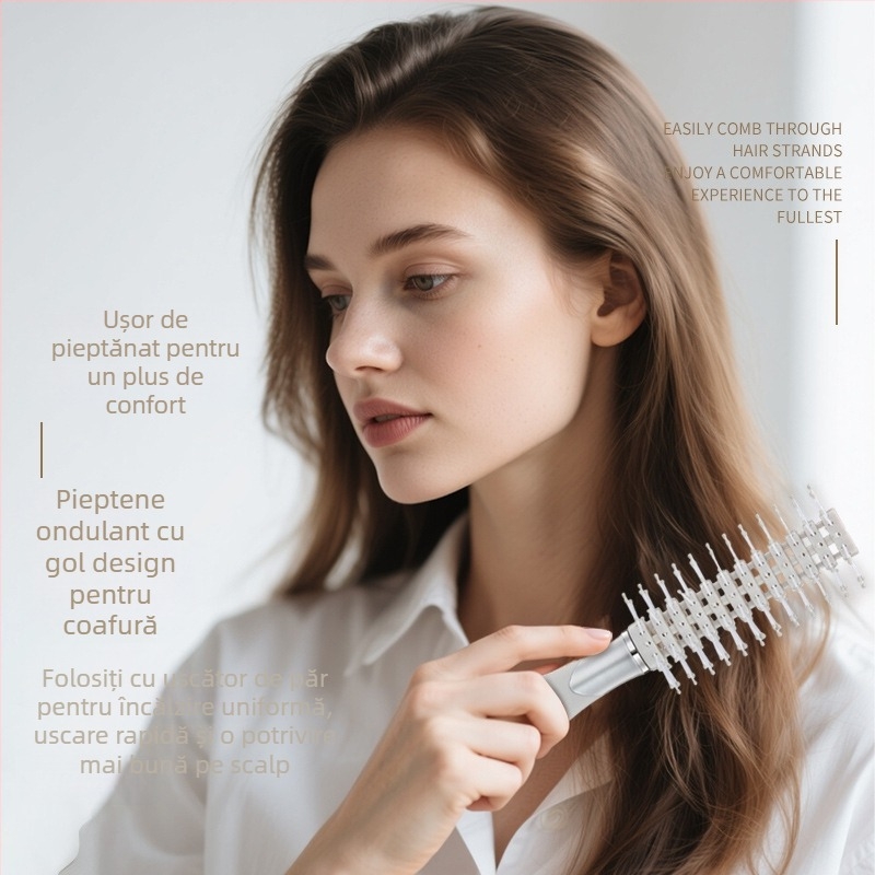 Pieptene cu pernă de aer, material PP, dinți late, anti-static, masaj al scalpului
