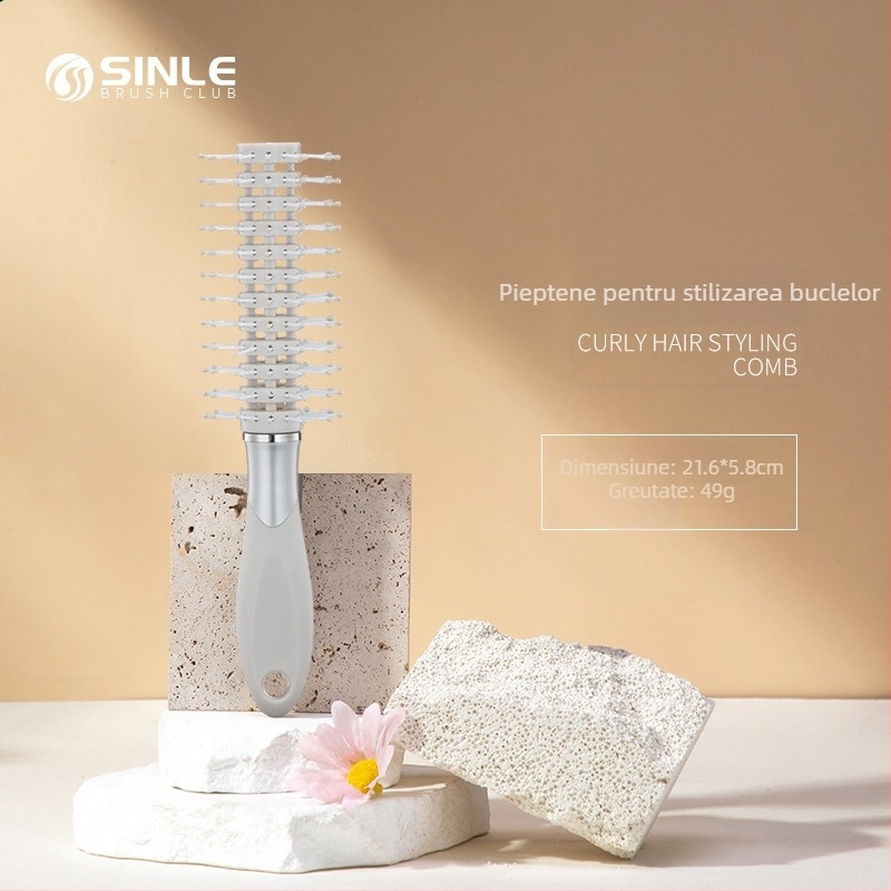 Pieptene cu pernă de aer, material PP, dinți late, anti-static, masaj al scalpului