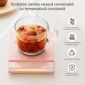 Suport încălzitor pentru cești cu încălzitor PTC, alimentare la priză 220V, 50W