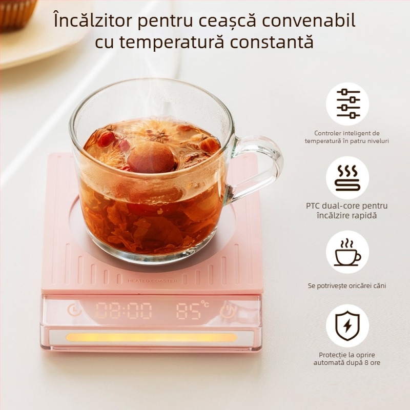 Suport încălzitor pentru cești cu încălzitor PTC, alimentare la priză 220V, 50W