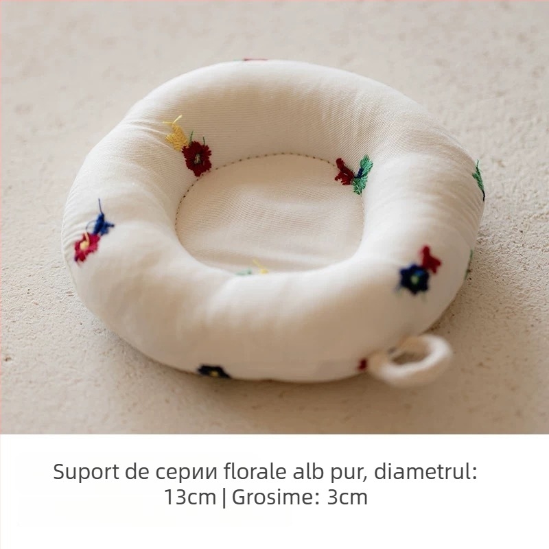 Covoraș pentru ceainic din bumbac-lenin, în stil japonez, cu protecție anti-arși îngroșată, suport circular pentru ceai și pentru lapte, realizat manual