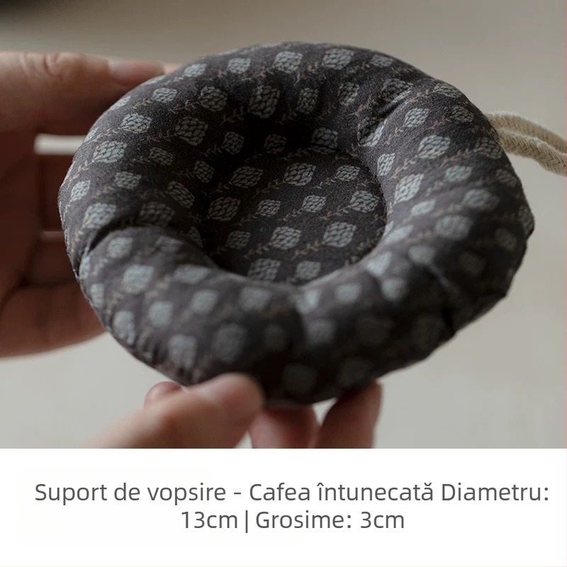 Covoraș pentru ceainic din bumbac-lenin, în stil japonez, cu protecție anti-arși îngroșată, suport circular pentru ceai și pentru lapte, realizat manual