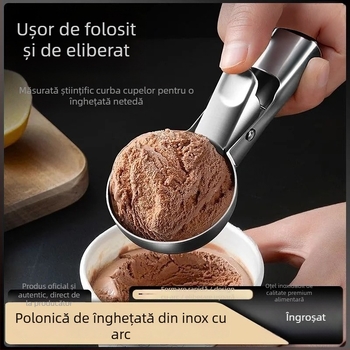 Linguriță de înghețată din oțel inoxidabil, design modern minimalist, pentru adulți