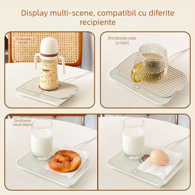 Suport inteligent pentru pahare cu temperatură constantă pentru casă și birou – carcasă ABS, alimentare externă, control prin atingere, 6 niveluri de temperatură, oprire automată