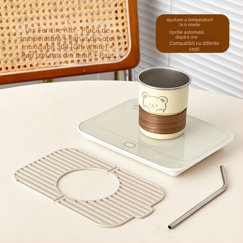 Suport inteligent pentru pahare cu temperatură constantă pentru casă și birou – carcasă ABS, alimentare externă, control prin atingere, 6 niveluri de temperatură, oprire automată
