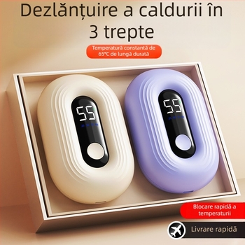 Încălzitor de mâini USB reîncărcabil, baterie încorporată de 1000–1200 mAh, model N12, 5V 3W, răcire cu placă de aluminiu