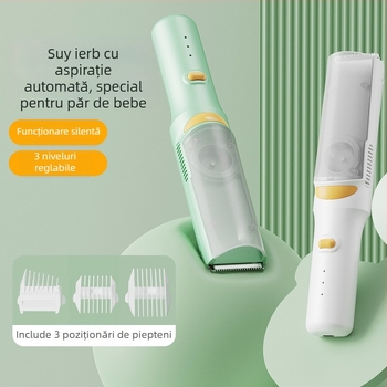 Mașină de tuns păr pentru bebeluși – ultra-ușoară, silențioasă, cu aspirație automată a părului; reîncărcabilă, 5W, rezistentă la apă; brand Create rhyme