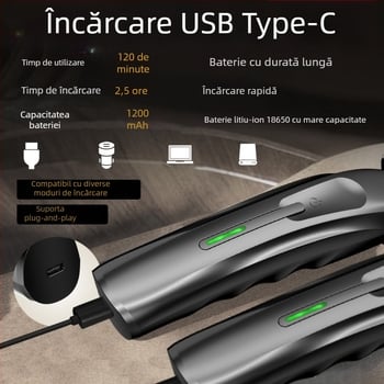 Aparat de tuns părul Kikido 312 cu lame ceramice, baterie încorporată 1200–2000 mAh, zgomot 36–45 dB, cap de tăiere detașabil și lavabil, motor cu peri, carcasă electroplată