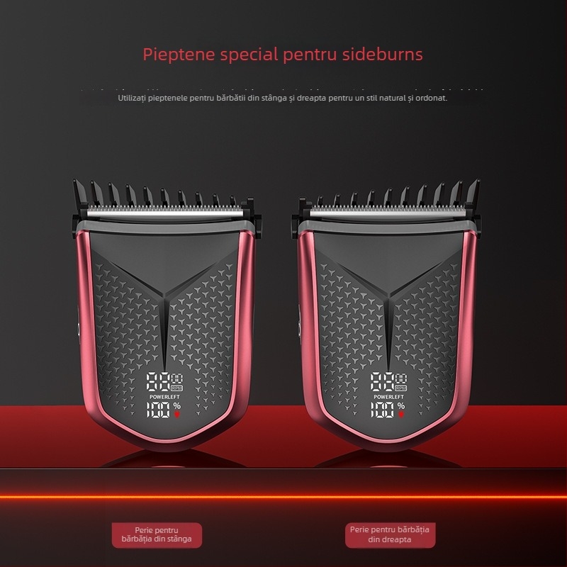 Mașină electrică de tuns păr cu spălare completă a corpului și afișaj LCD, reîncărcabilă, motor cu perii, lame din oțel inoxidabil (Baterie încorporată 500-800 mAh – Autonomie 1-3 h – Zgomot 46-70 dB – Rezistent la apă)