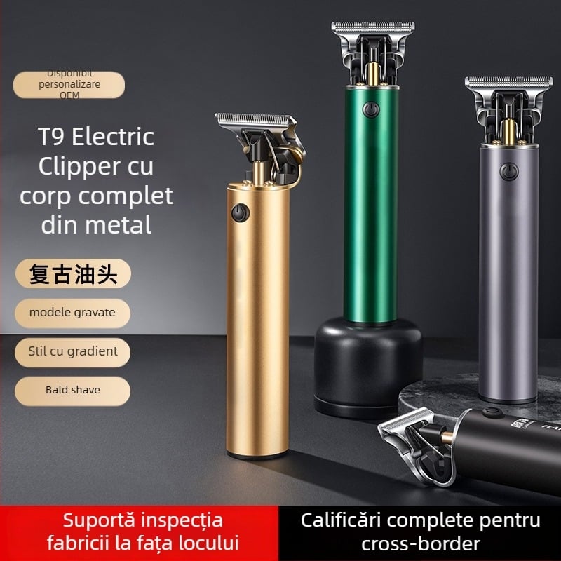 Set de tuns păr - reîncărcabil, motor cu perii, lame din oțel inoxidabil, rezistent la apă, baterie încorporată 1200–2000mAh