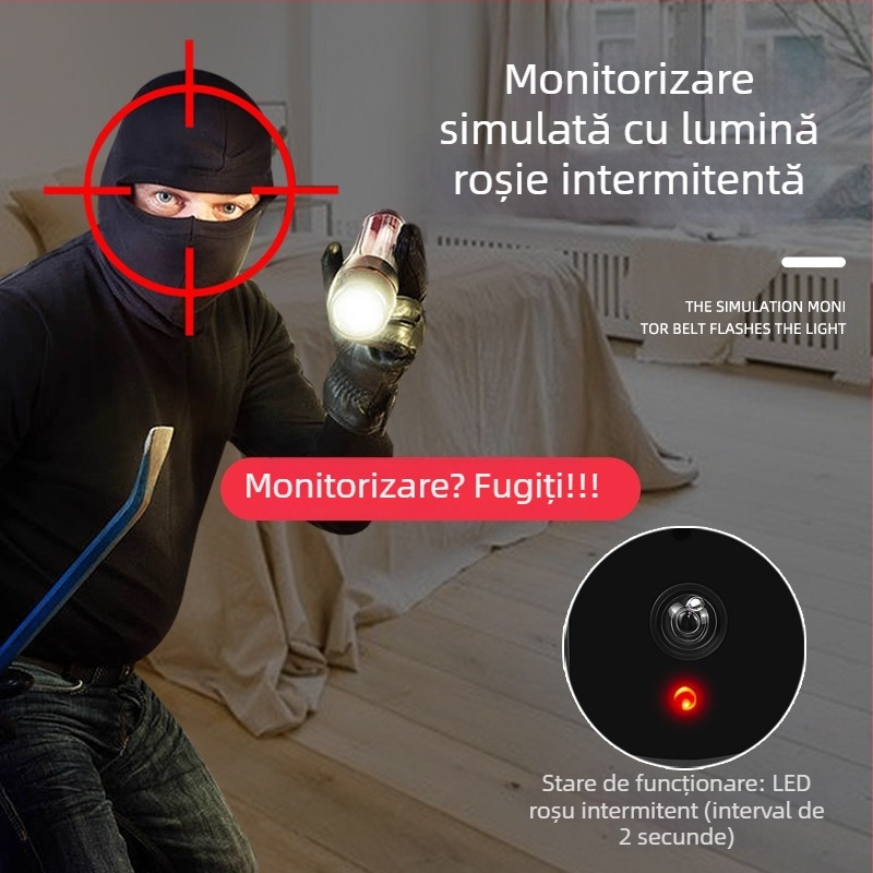 Cameră simulată pentru interior — utilizare casnică, -5°C până la 55°C, alimentare 3V, carcasă din plastic