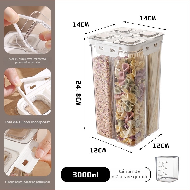 Cutie de păstrare a alimentelor, din plastic, pătrat, capacitate 2.1–3 L, marcă Good apartment