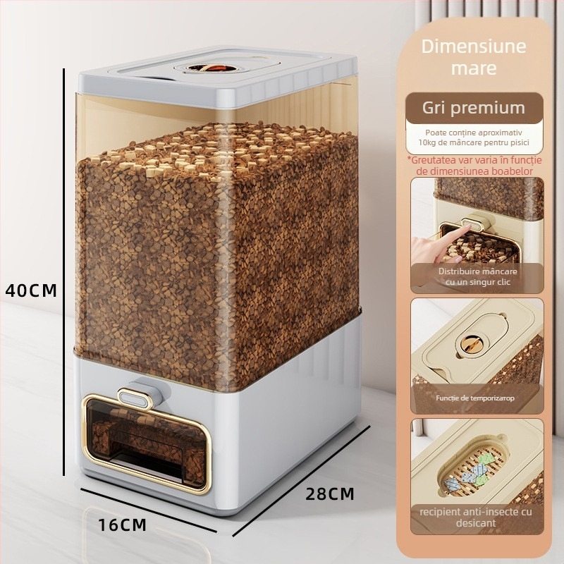 Cutie de depozitare a orezului, sigilată, PET plastic, capacitate 7–8 L, rezistentă la insecte și umiditate