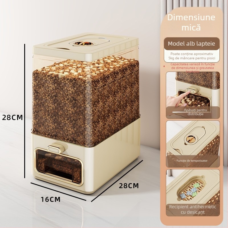 Cutie de depozitare a orezului, sigilată, PET plastic, capacitate 7–8 L, rezistentă la insecte și umiditate