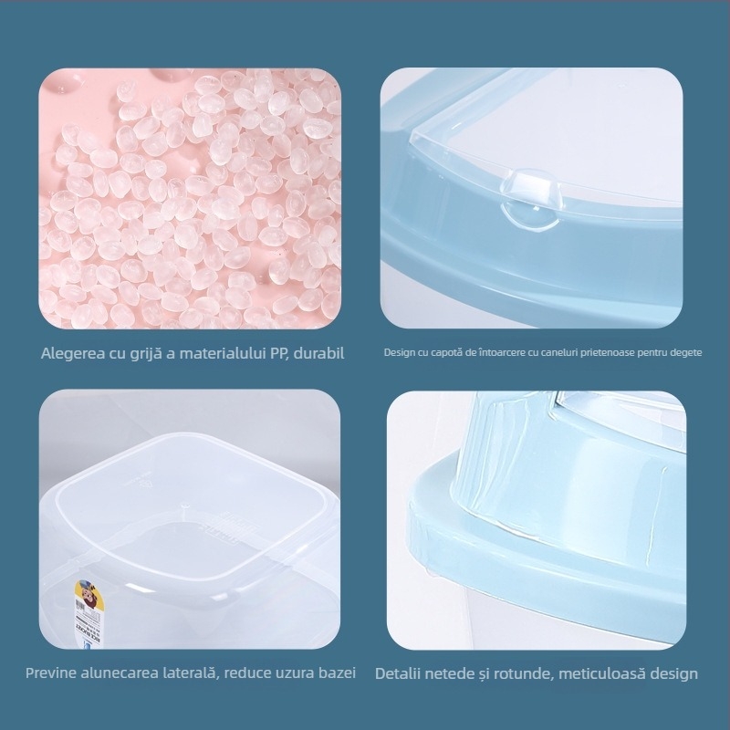 Recipient transparent pentru depozitare orez în bucătărie, etanș, rezistent la umiditate și insecte, PP plastic, capacitate 10 L+