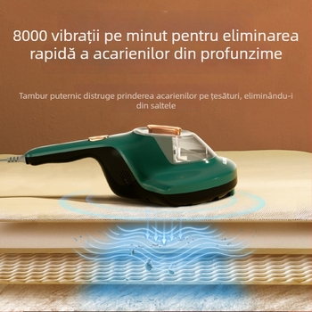 Aspirator manual pentru acarieni cu sterilizare UV și duză ciclonică, alimentare prin cablu, cablu de aproximativ 4 m, recipient praf >0,4 L