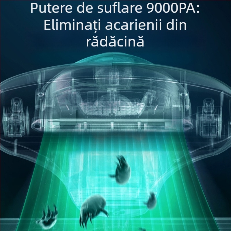 Aspirator manual pentru acarieni cu sterilizare UV și duză ciclonică, alimentare prin cablu, cablu de aproximativ 4 m, recipient praf >0,4 L