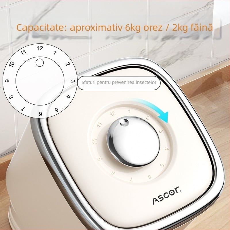 Cutie de depozitare a orezului, sigilată, rezistentă la umiditate și insecte, ABS plastic alimentar, capacitate 9–10 L