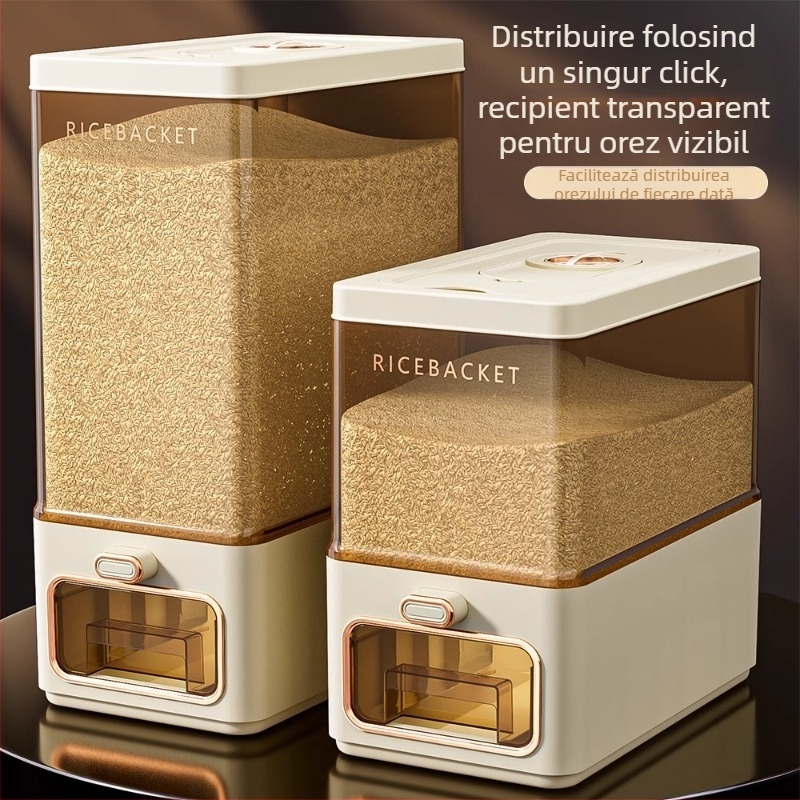 Recipient pentru orez cu corp transparent, etanș, protecție împotriva insectelor și umezelii, din ABS plastic