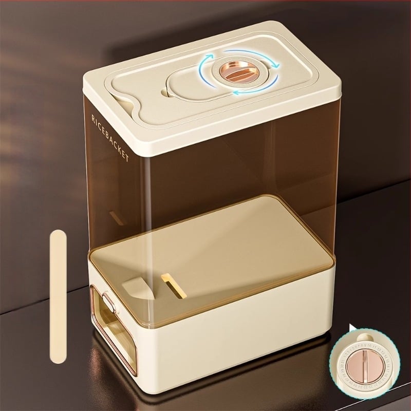 Recipient pentru orez cu corp transparent, etanș, protecție împotriva insectelor și umezelii, din ABS plastic