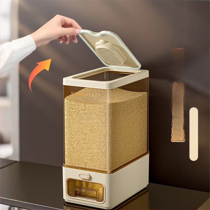 Recipient pentru orez cu corp transparent, etanș, protecție împotriva insectelor și umezelii, din ABS plastic