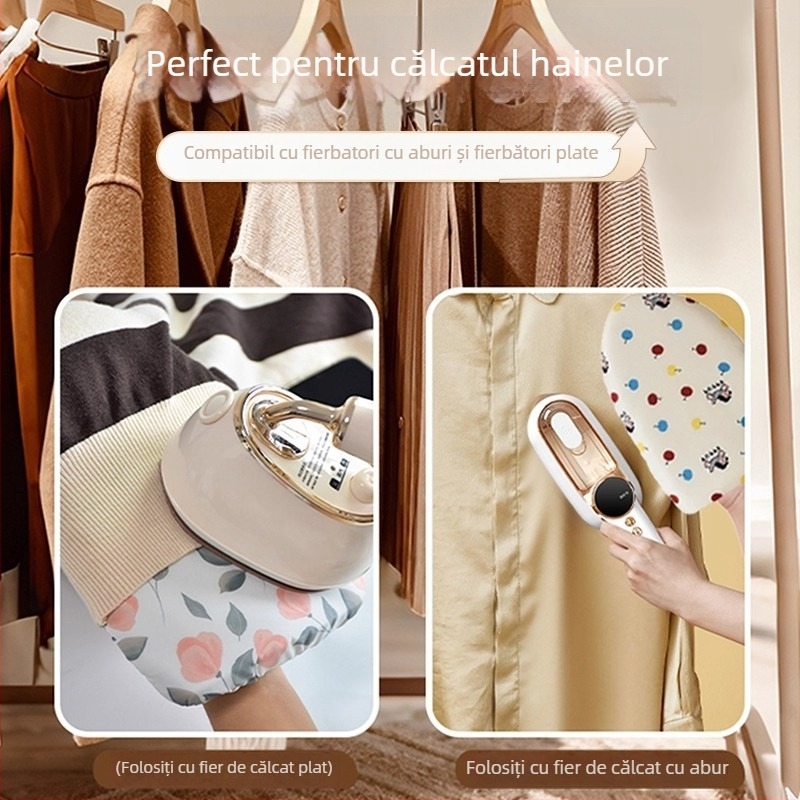 Placă de călcat portabilă cu suport – panou ABS, pernă din bumbac țesut, husă rezistentă la temperaturi ridicate, mănuși anti-arsuri