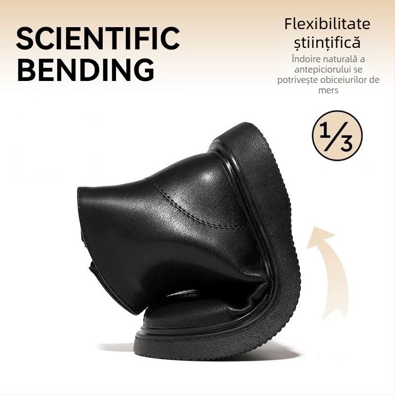 Botosei Martin pentru copii din piele sintetică, căptușiți cu polar, talpă din cauciuc, fermoar lateral