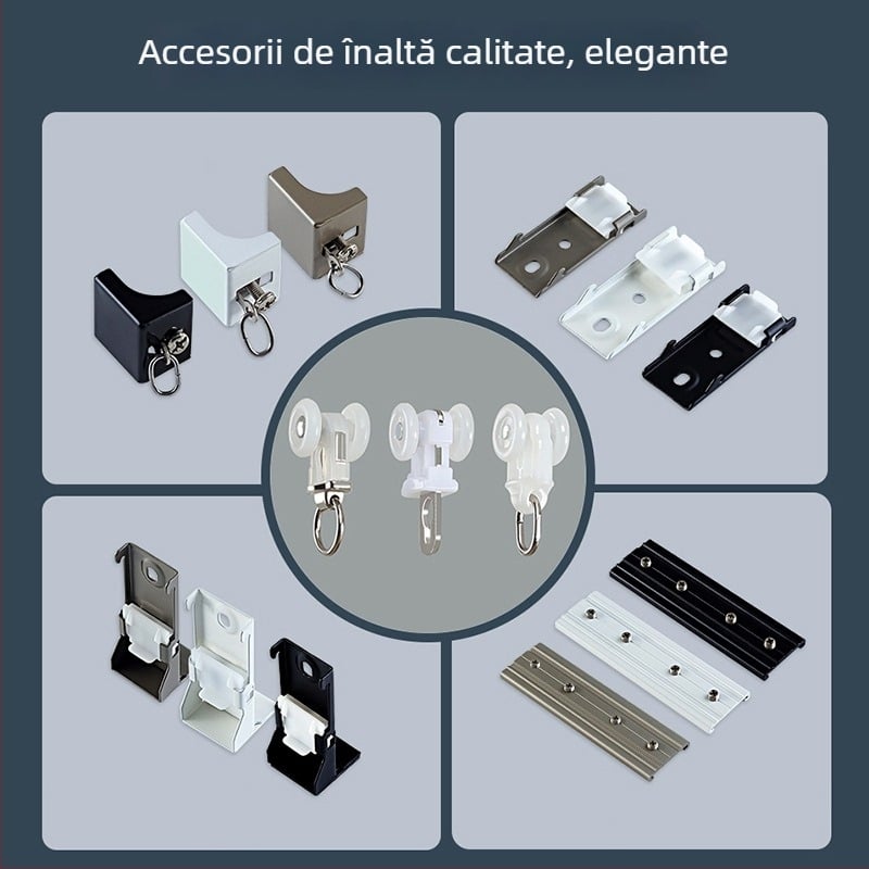 Șină de draperii din aluminiu – Dublă șină, Alunecare silențioasă, Model JFL-F05, Tip montaj: suspendat