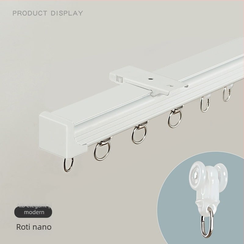 Șină de draperii din aluminiu – Dublă șină, Alunecare silențioasă, Model JFL-F05, Tip montaj: suspendat