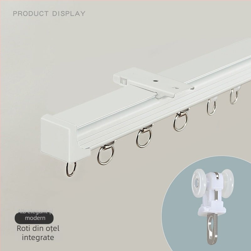 Șină de draperii din aluminiu – Dublă șină, Alunecare silențioasă, Model JFL-F05, Tip montaj: suspendat