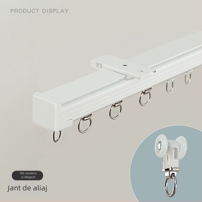Șină de draperii din aluminiu – Dublă șină, Alunecare silențioasă, Model JFL-F05, Tip montaj: suspendat