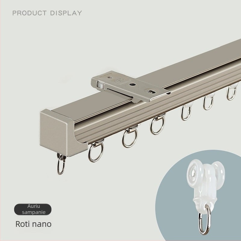 Șină de draperii din aluminiu – Dublă șină, Alunecare silențioasă, Model JFL-F05, Tip montaj: suspendat