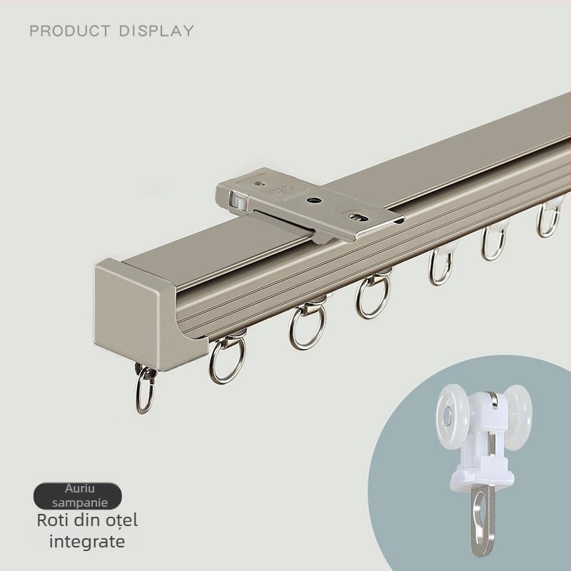 Șină de draperii din aluminiu – Dublă șină, Alunecare silențioasă, Model JFL-F05, Tip montaj: suspendat