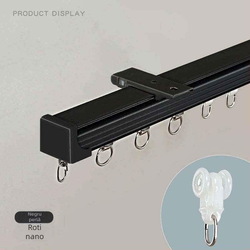 Șină de draperii din aluminiu – Dublă șină, Alunecare silențioasă, Model JFL-F05, Tip montaj: suspendat