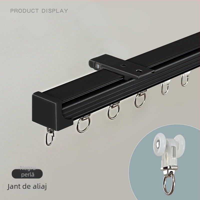 Șină de draperii din aluminiu – Dublă șină, Alunecare silențioasă, Model JFL-F05, Tip montaj: suspendat
