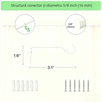 Bară de cortină romană în stil european, cu suport și șuruburi, rășină, Yijiale, lux discret, personalizabilă, marcă privată autorizată