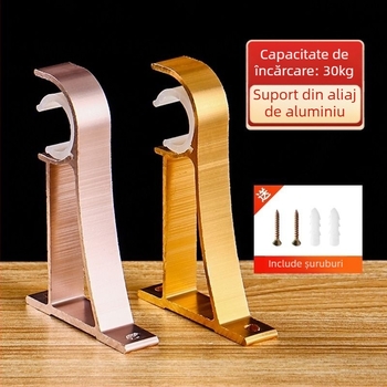 Suport pentru șină de perdea din aliaj de aluminiu – pentru șină simplă sau dublă – bază fixă – montaj superior sau lateral
