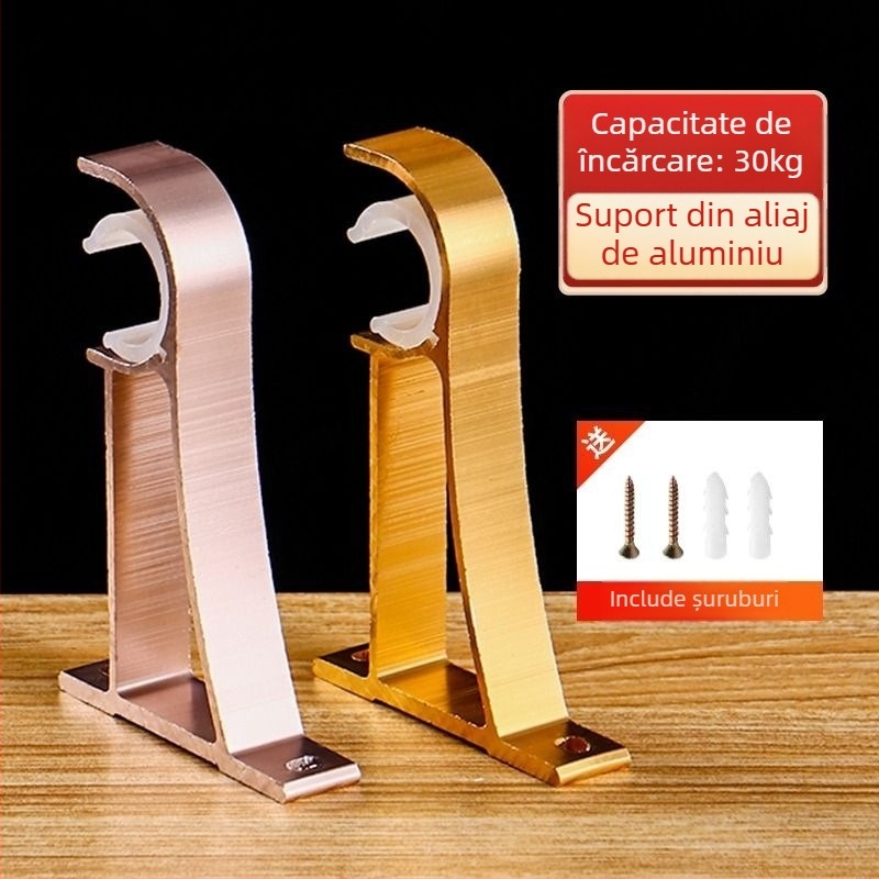 Suport pentru șină de perdea din aliaj de aluminiu – pentru șină simplă sau dublă – bază fixă – montaj superior sau lateral