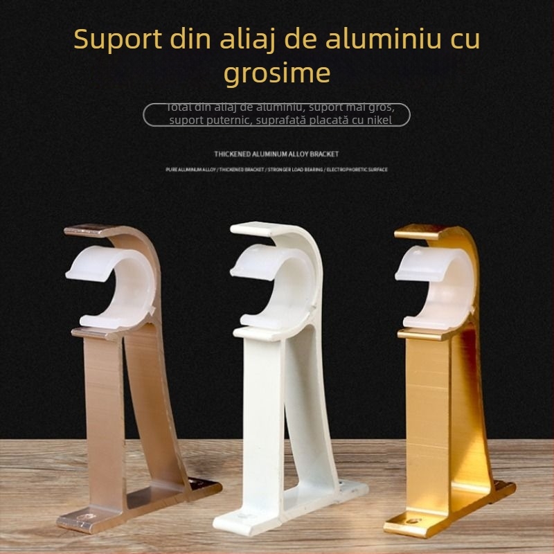 Suport pentru șină de perdea din aliaj de aluminiu – pentru șină simplă sau dublă – bază fixă – montaj superior sau lateral