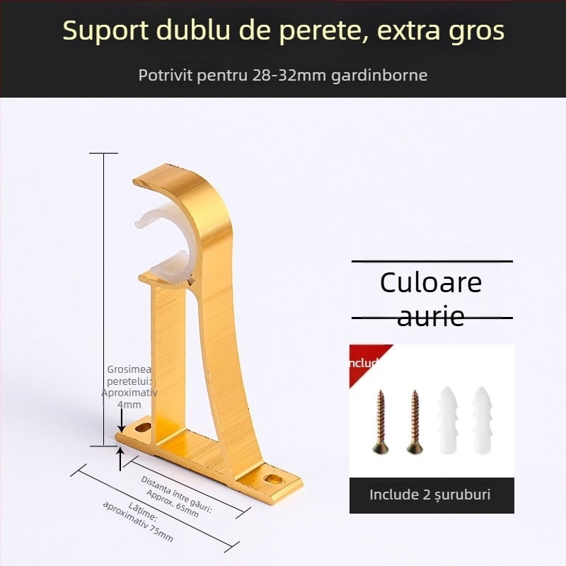 Suport pentru șină de perdea din aliaj de aluminiu – pentru șină simplă sau dublă – bază fixă – montaj superior sau lateral