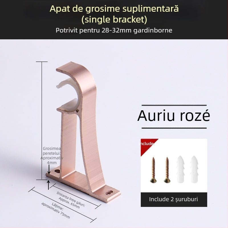 Suport pentru șină de perdea din aliaj de aluminiu – pentru șină simplă sau dublă – bază fixă – montaj superior sau lateral