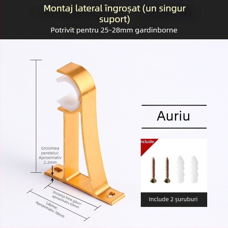 Suport pentru șină de perdea din aliaj de aluminiu – pentru șină simplă sau dublă – bază fixă – montaj superior sau lateral
