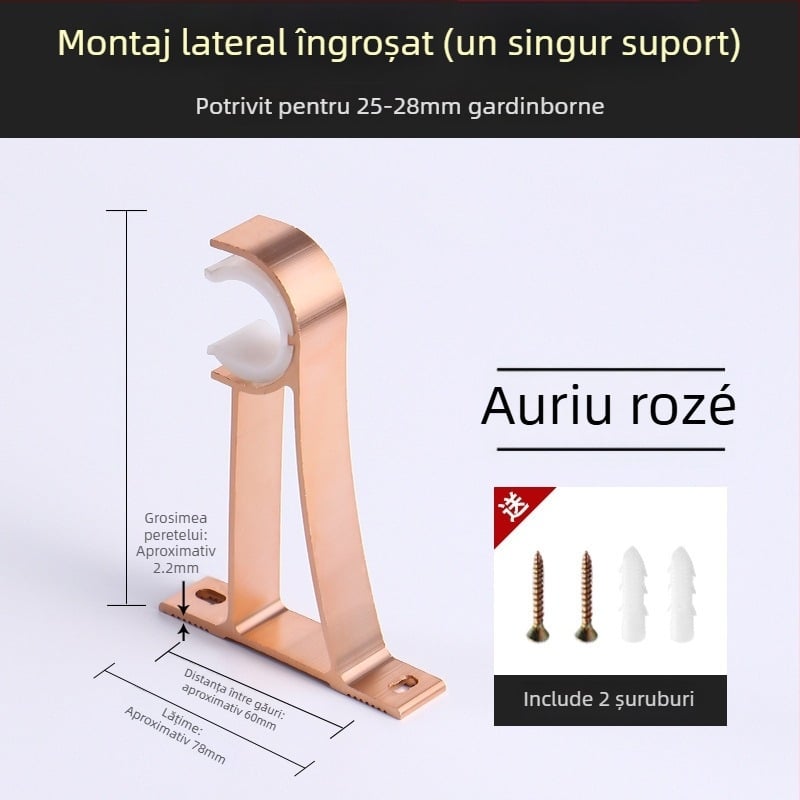 Suport pentru șină de perdea din aliaj de aluminiu – pentru șină simplă sau dublă – bază fixă – montaj superior sau lateral