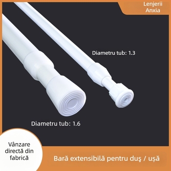 Bară telescopică din oțel pentru uscat haine, perdele și perdea de duș — montaj fără găuri, stil modern minimalist