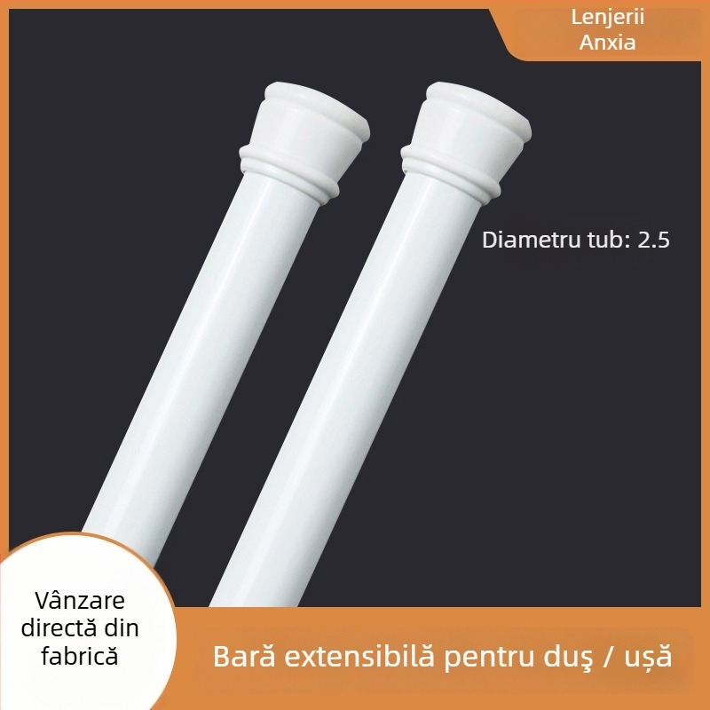 Bară telescopică din oțel pentru uscat haine, perdele și perdea de duș — montaj fără găuri, stil modern minimalist