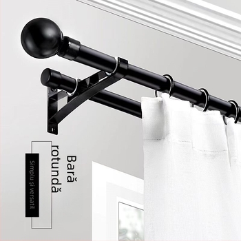 Bară pentru perdele din aliaj de aluminiu, tip roman, cu cap rotund, design modern francez, pentru șină cu singură sau dublă tijă