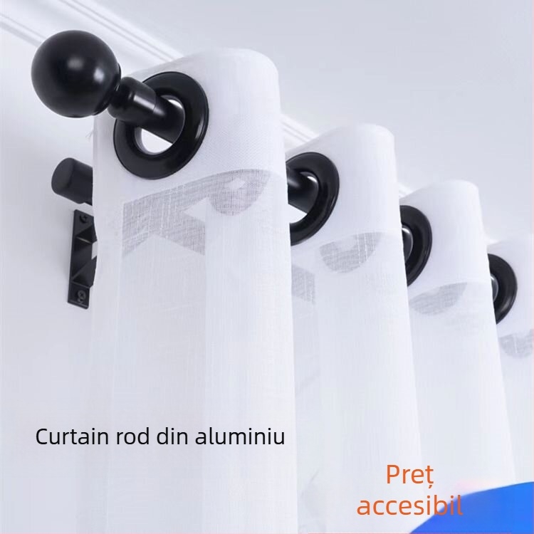 Bară pentru perdele din aliaj de aluminiu, tip roman, cu cap rotund, design modern francez, pentru șină cu singură sau dublă tijă