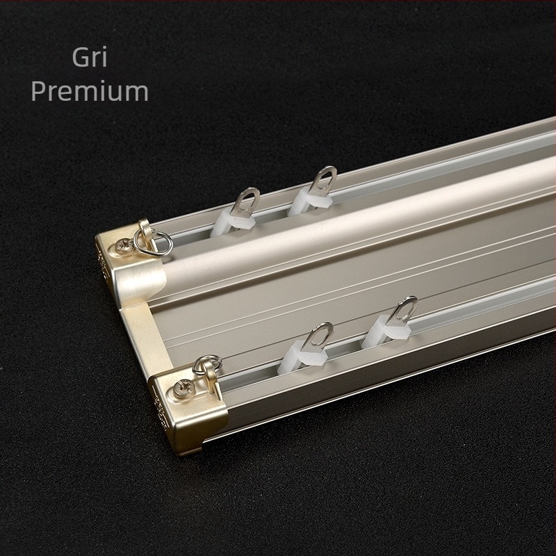Șină pentru perdele din aliaj de aluminiu, sistem cu dublă șină, design conectat, personalizabil, stil lux ușor