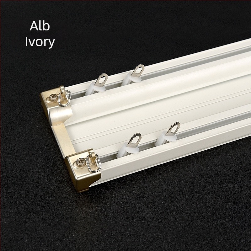 Șină pentru perdele din aliaj de aluminiu, sistem cu dublă șină, design conectat, personalizabil, stil lux ușor